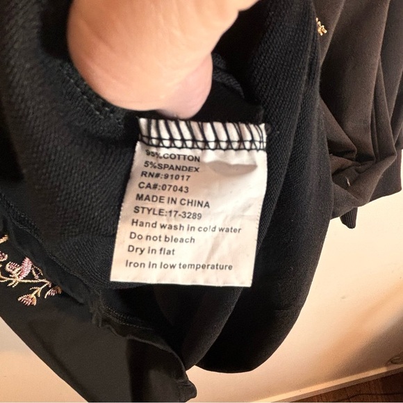 LUNA MOON Sz L Tunic Embroidered Long Puff Sleeves Jersey Knit High Low - Picture 6 of 8